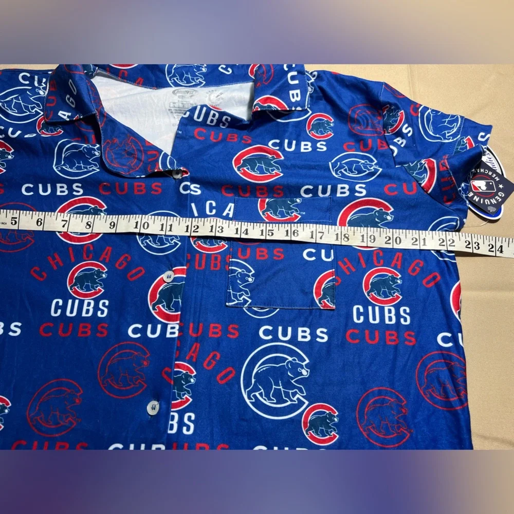 Concepts Sport Chicago Cubs All Over Print Pj Top Button Up Lounge Women's Large